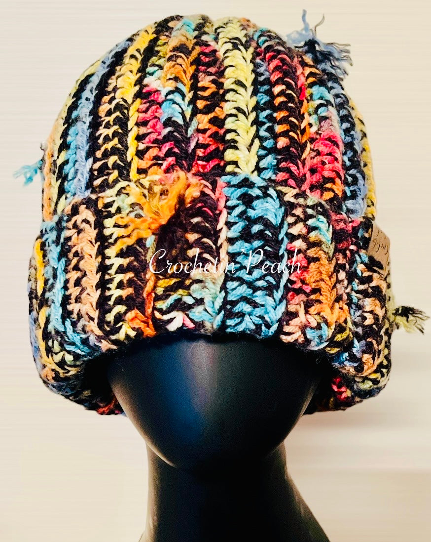 Threaded Elegance Crochet Beanie (Black)