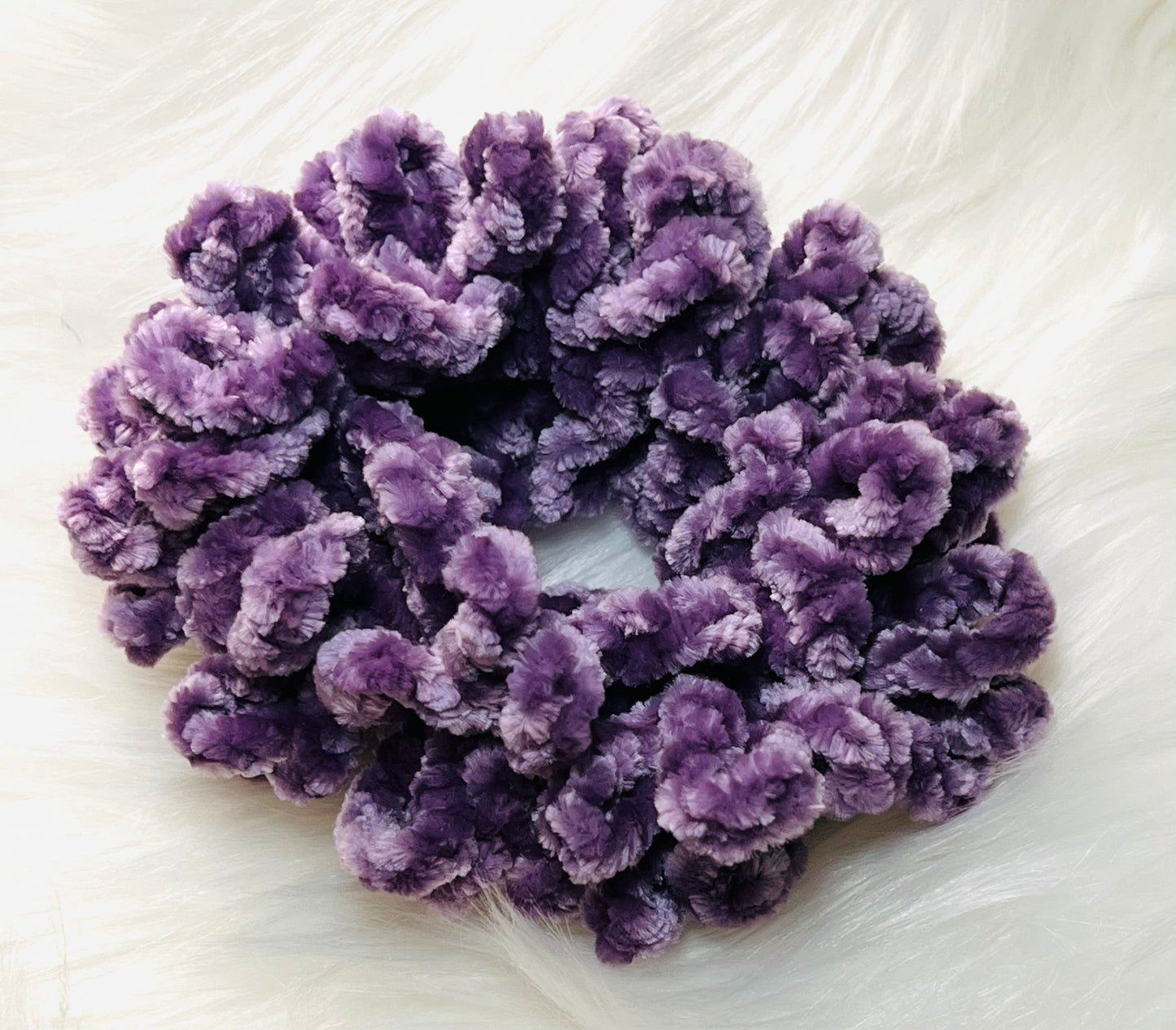Velvety Loop Ruffle Crochet Scrunchies