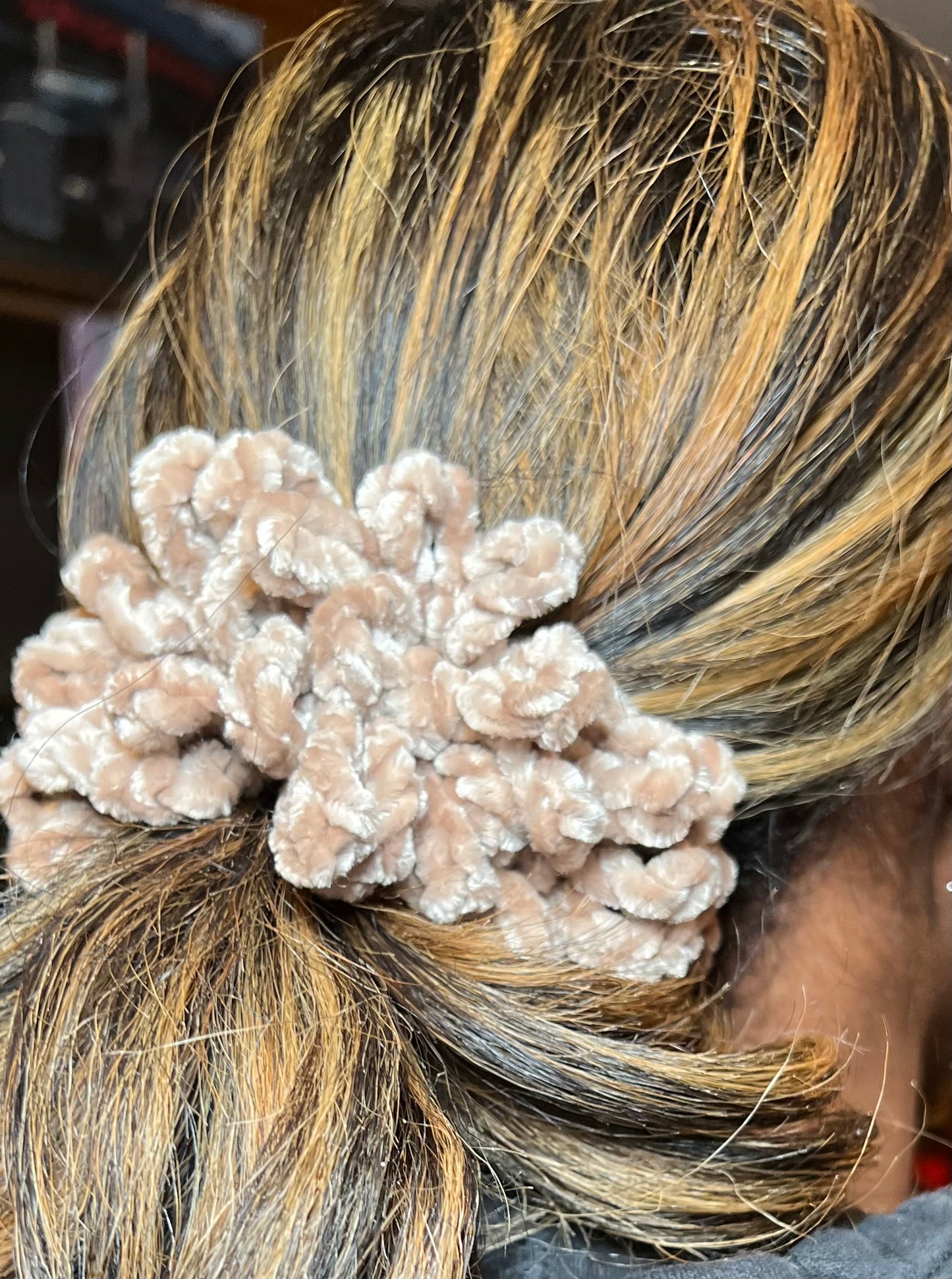 Velvety Loop Ruffle Crochet Scrunchies