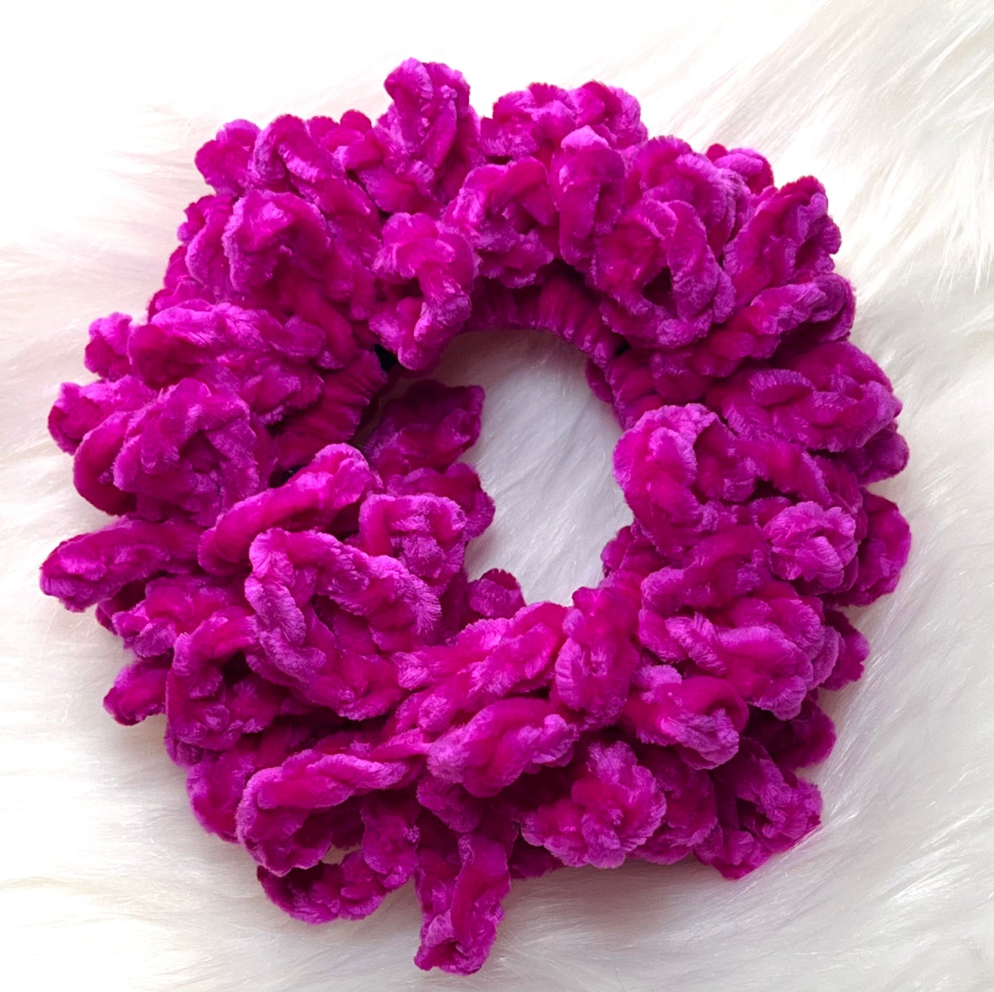 Velvety Loop Ruffle Crochet Scrunchies
