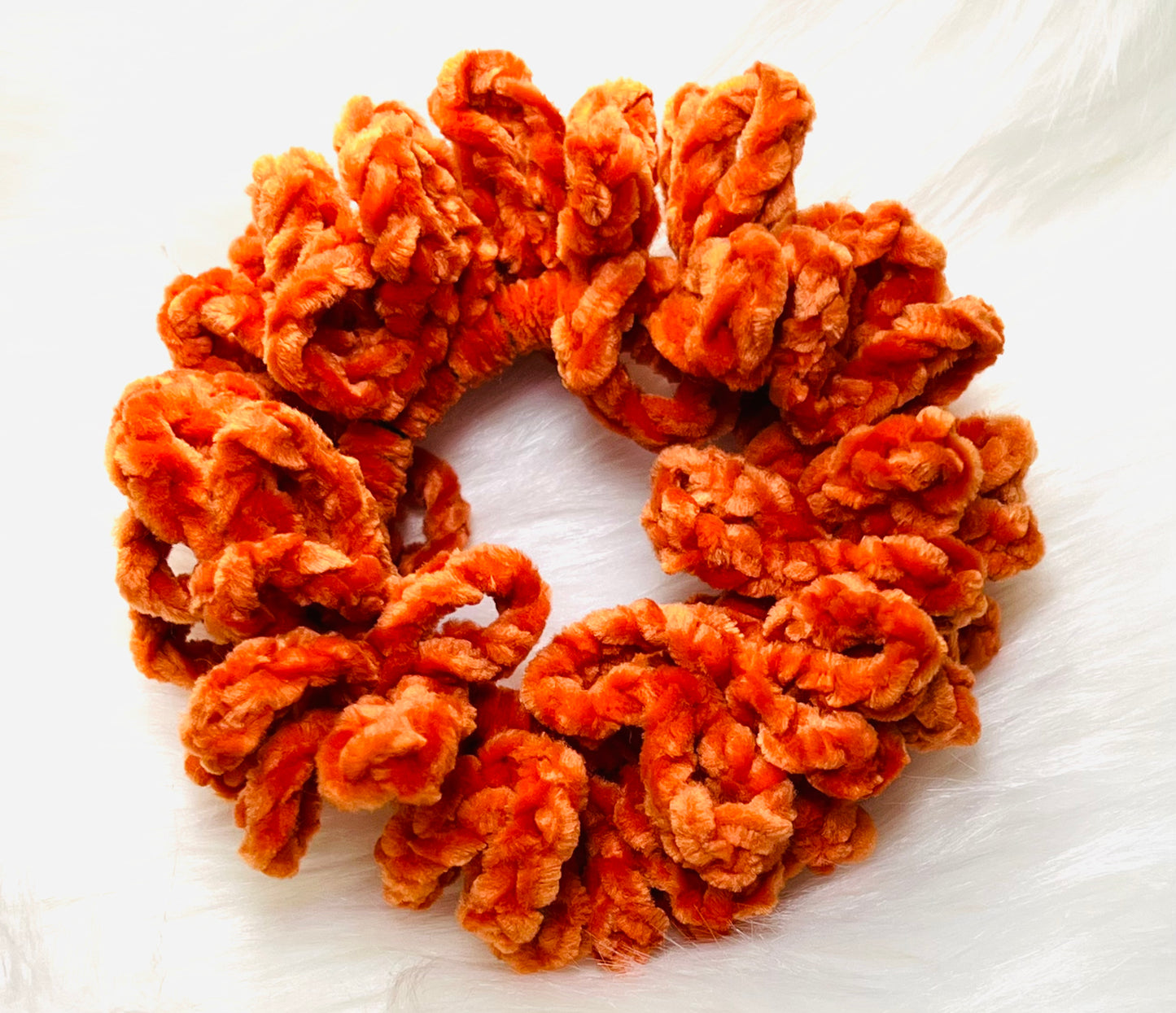 Velvety Loop Ruffle Crochet Scrunchies