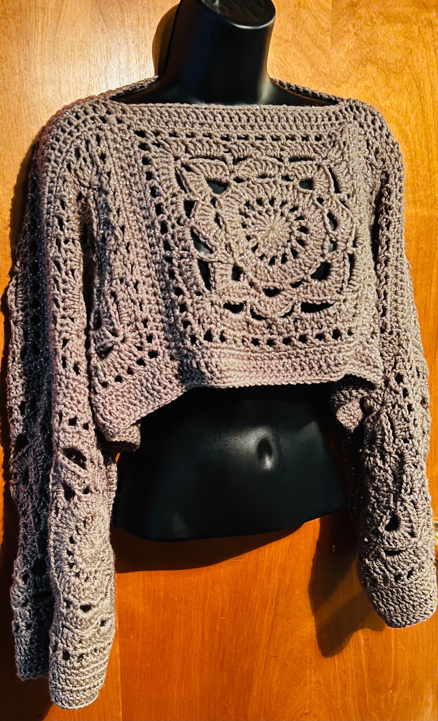Crochet Shimmer Bolero Crop Shrug,