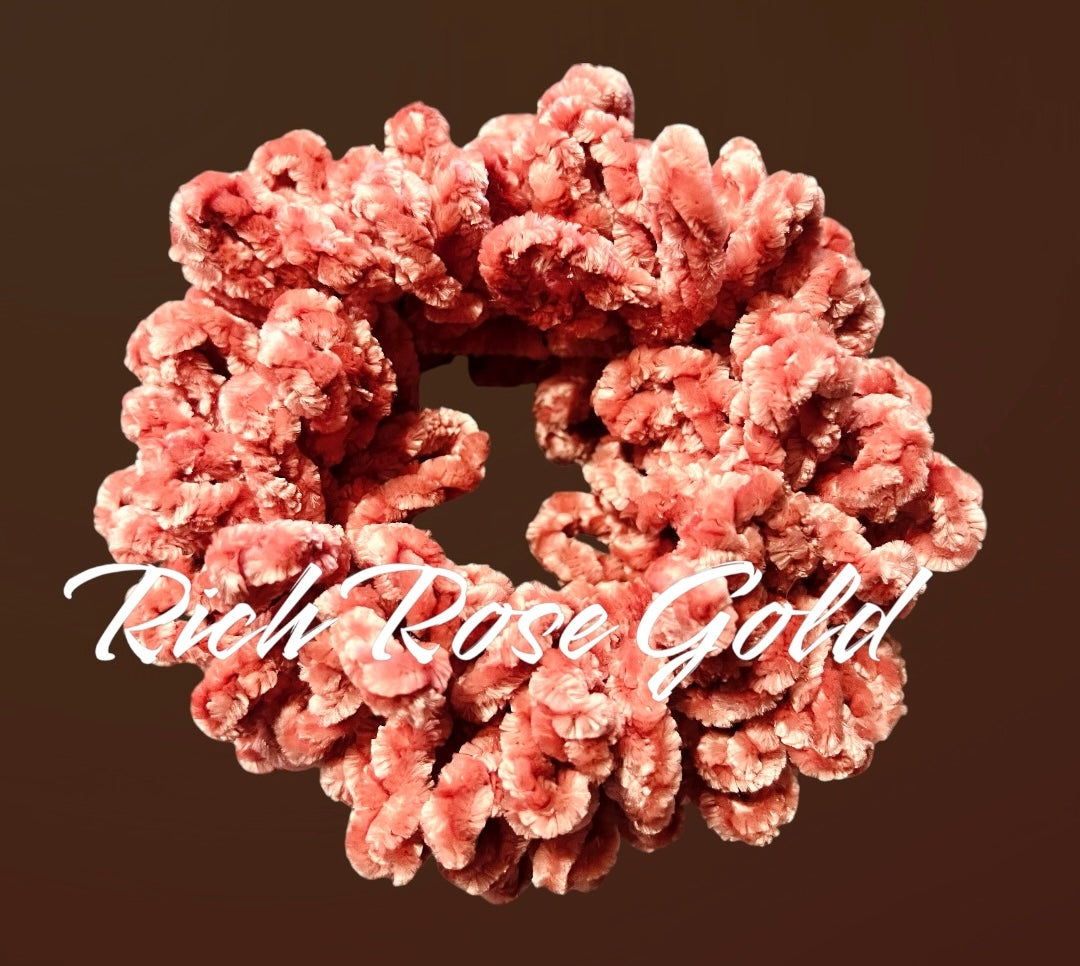 Velvety Loop Ruffle Crochet Scrunchies
