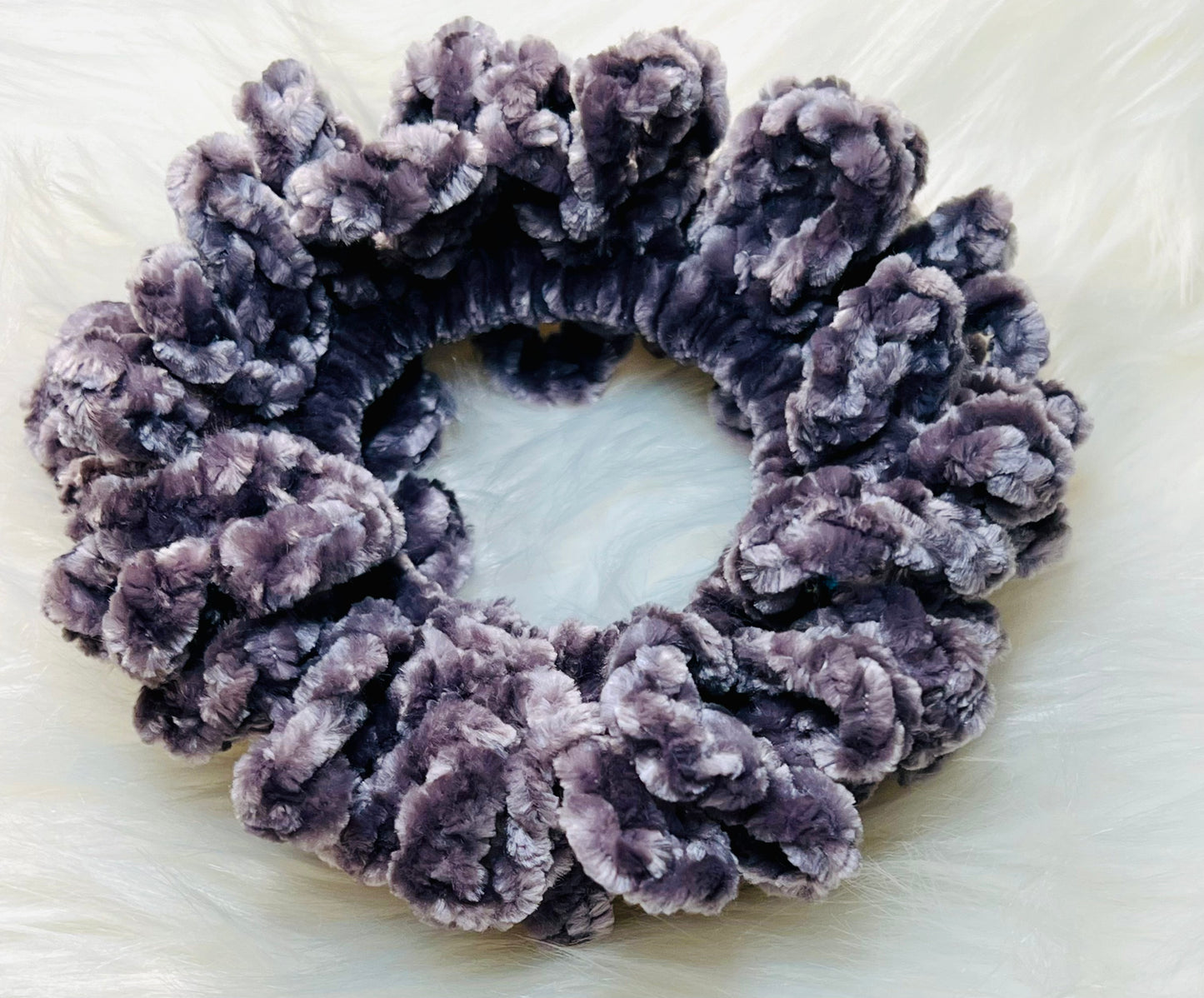 Velvety Loop Ruffle Crochet Scrunchies