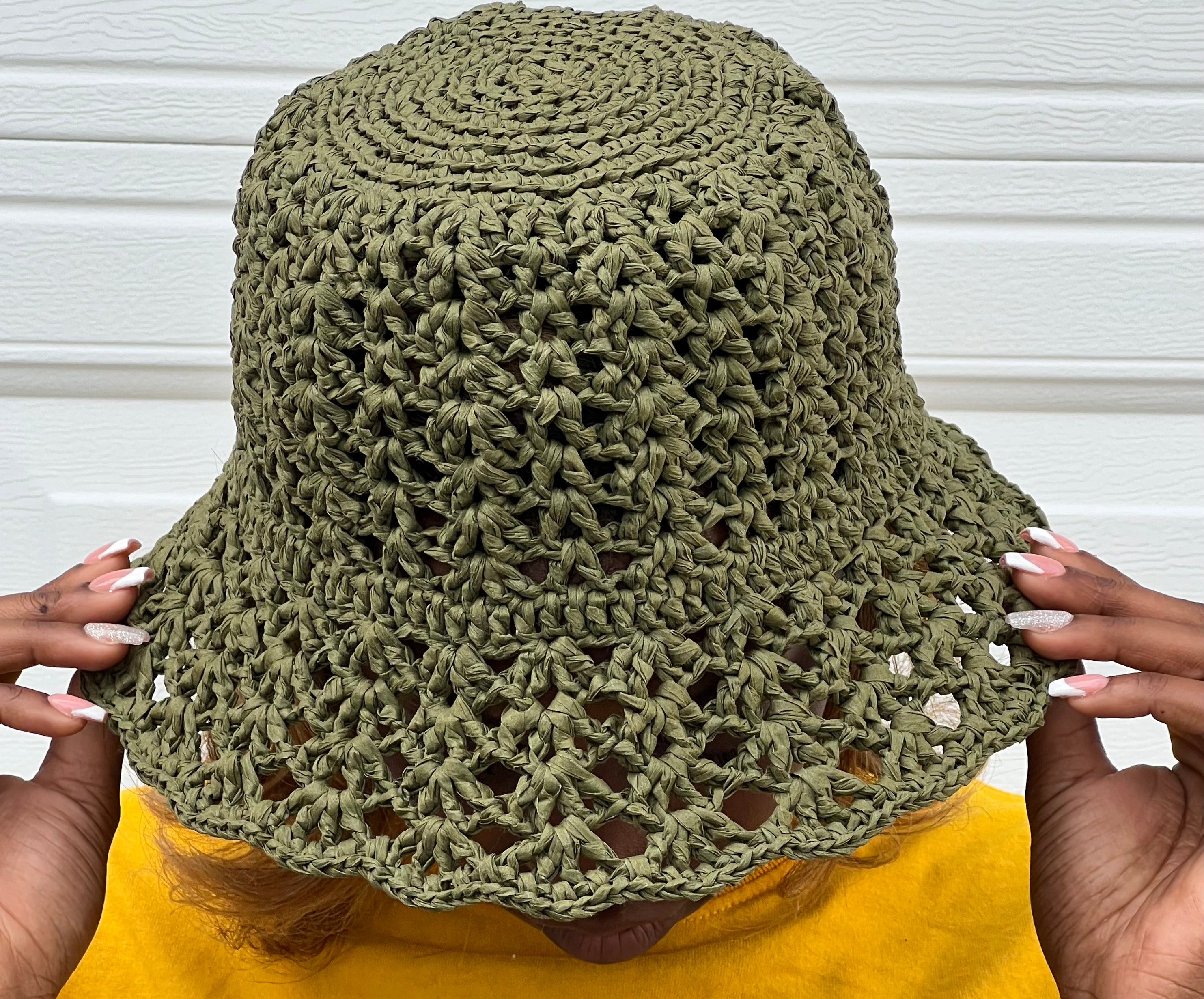 Crochet Natural Raffia Bucket Hat – Peachful Crafts