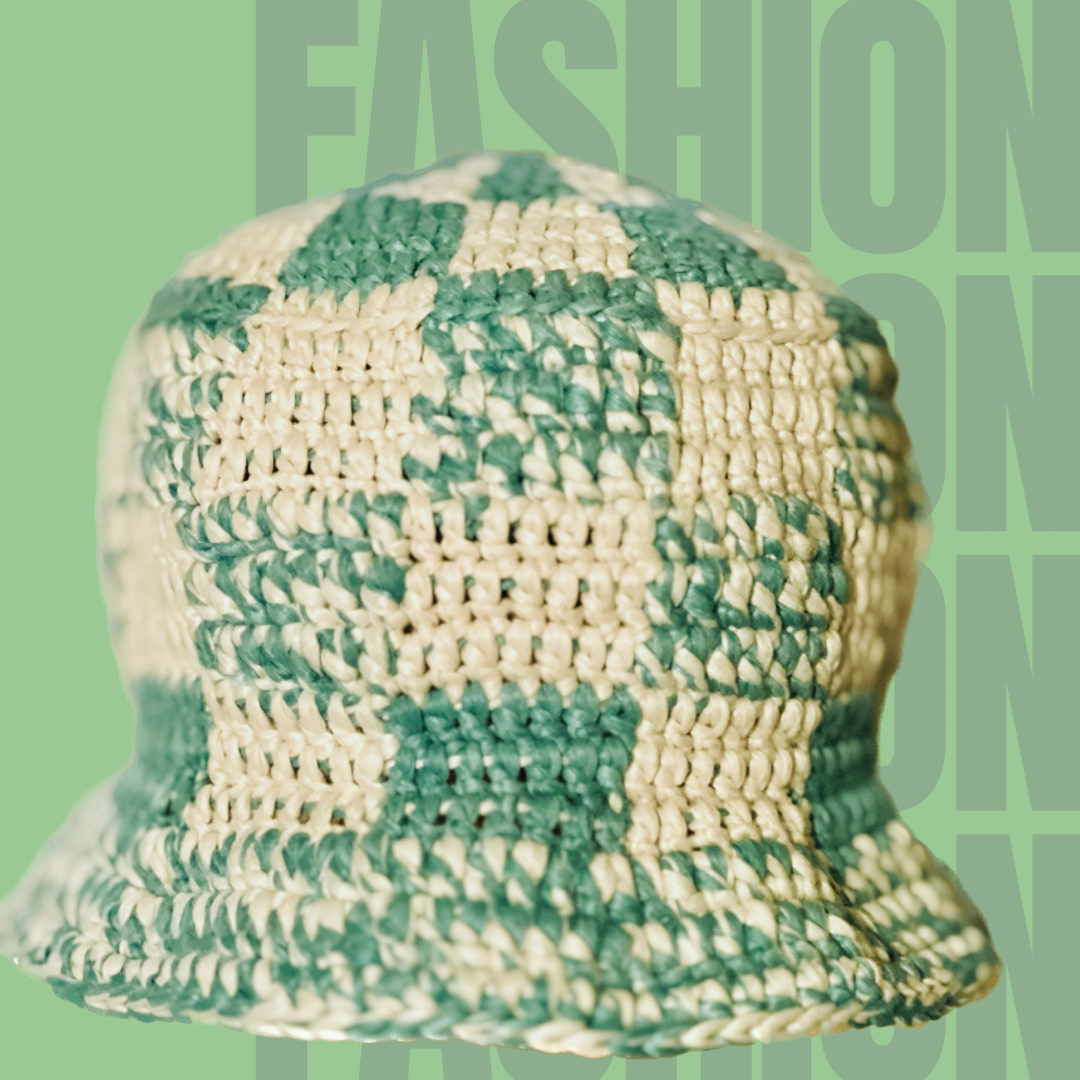 Checkered Green & White Bucket Hat