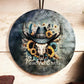 Western Sunflower Skull Wood Round Rustic Wall Decor