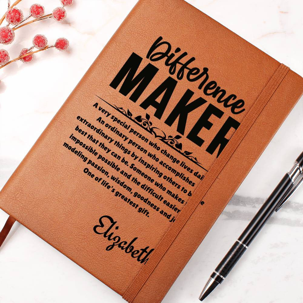 Personalized ‘Difference Maker’ Leather Journal, Personalized Appreciation Gift