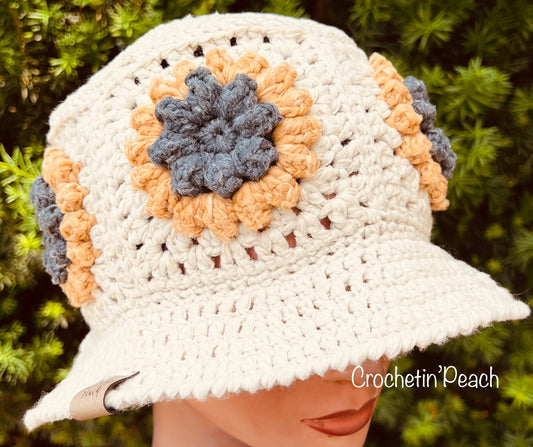 Crochet 3D Sunflower Bucket Hat