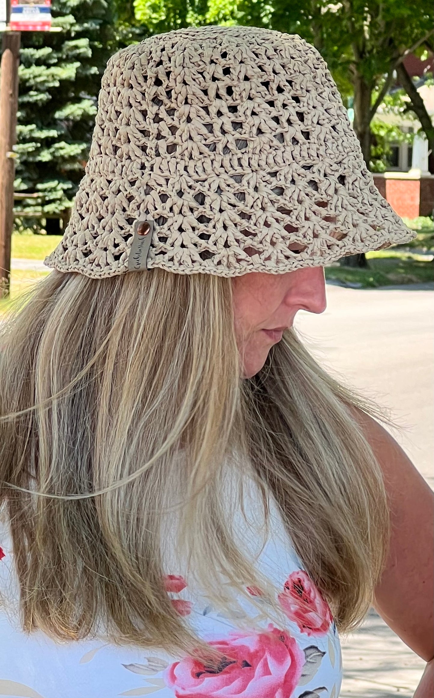 Crochet Natural Raffia Bucket Hat