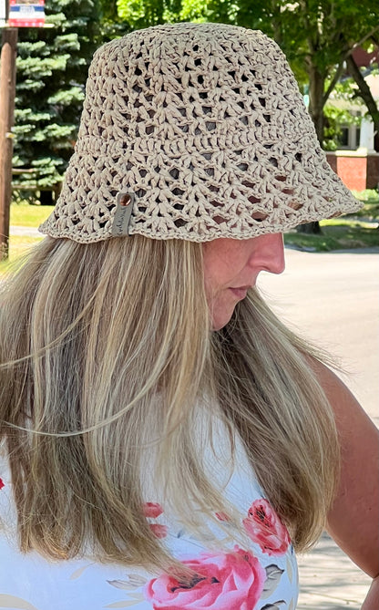 Crochet Natural Raffia Bucket Hat