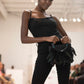 Onyx Leather Headband and Feather Handbag