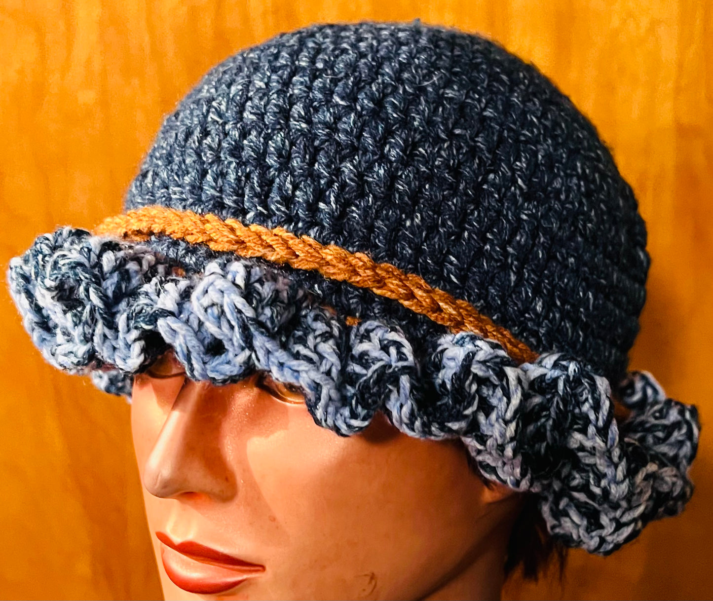 Denim Inspired Ruffle Hat