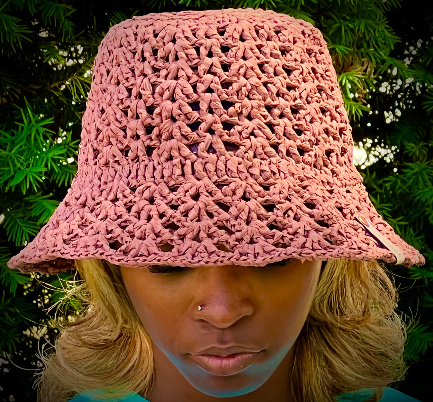 Crochet Natural Raffia Bucket Hat