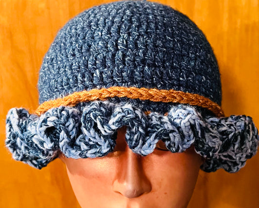 Denim Inspired Ruffle Hat