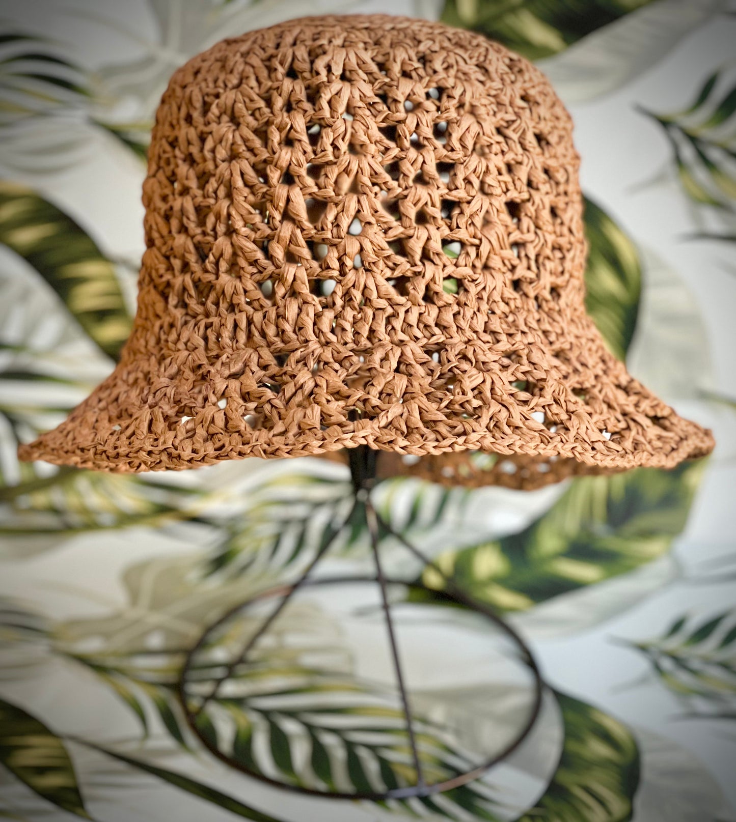 Crochet Natural Raffia Bucket Hat