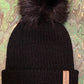 Ebony Elegance Beanie & Black Faux Fur Pom
